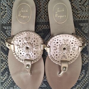 Jack Rogers Women's Gold Collins Sandals Size 5 / 35.5